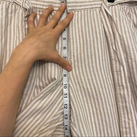 Liz Claiborne Belted tan flax Striped Crop Pants linen coastal beachy plus 2XL - Picture 8 of 14